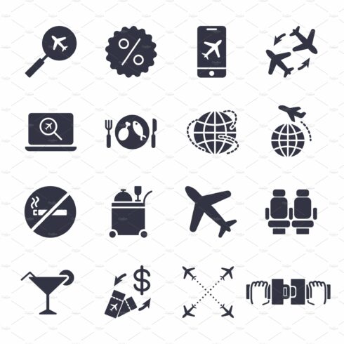 Airport and Airplane Elements icons cover image.