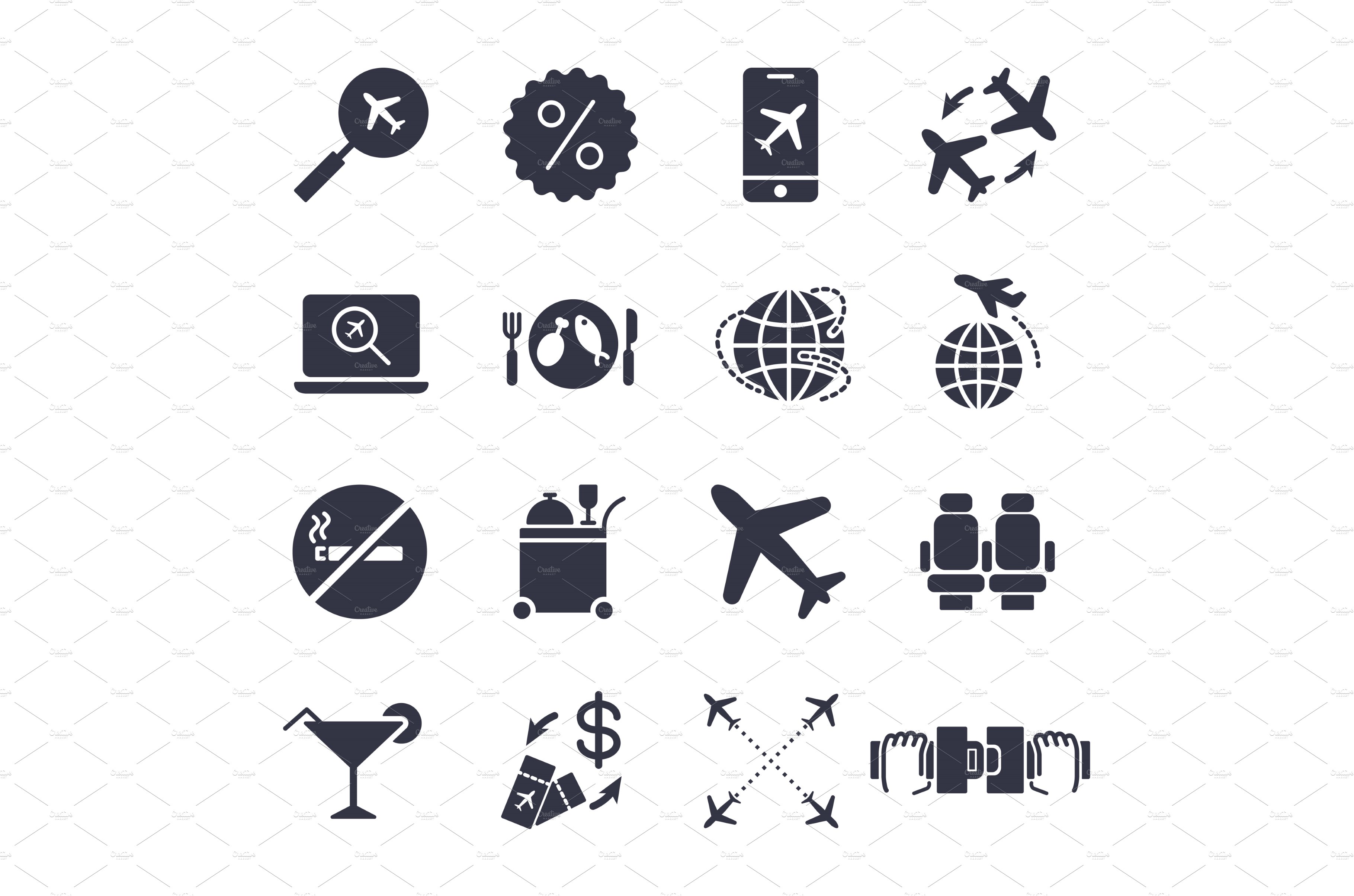 Airport and Airplane Elements icons cover image.