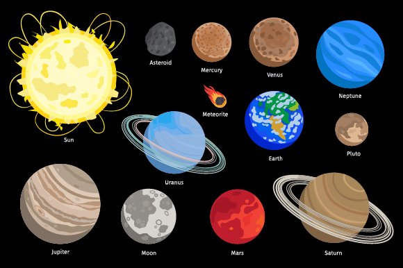 Solar system planet icons cover image.