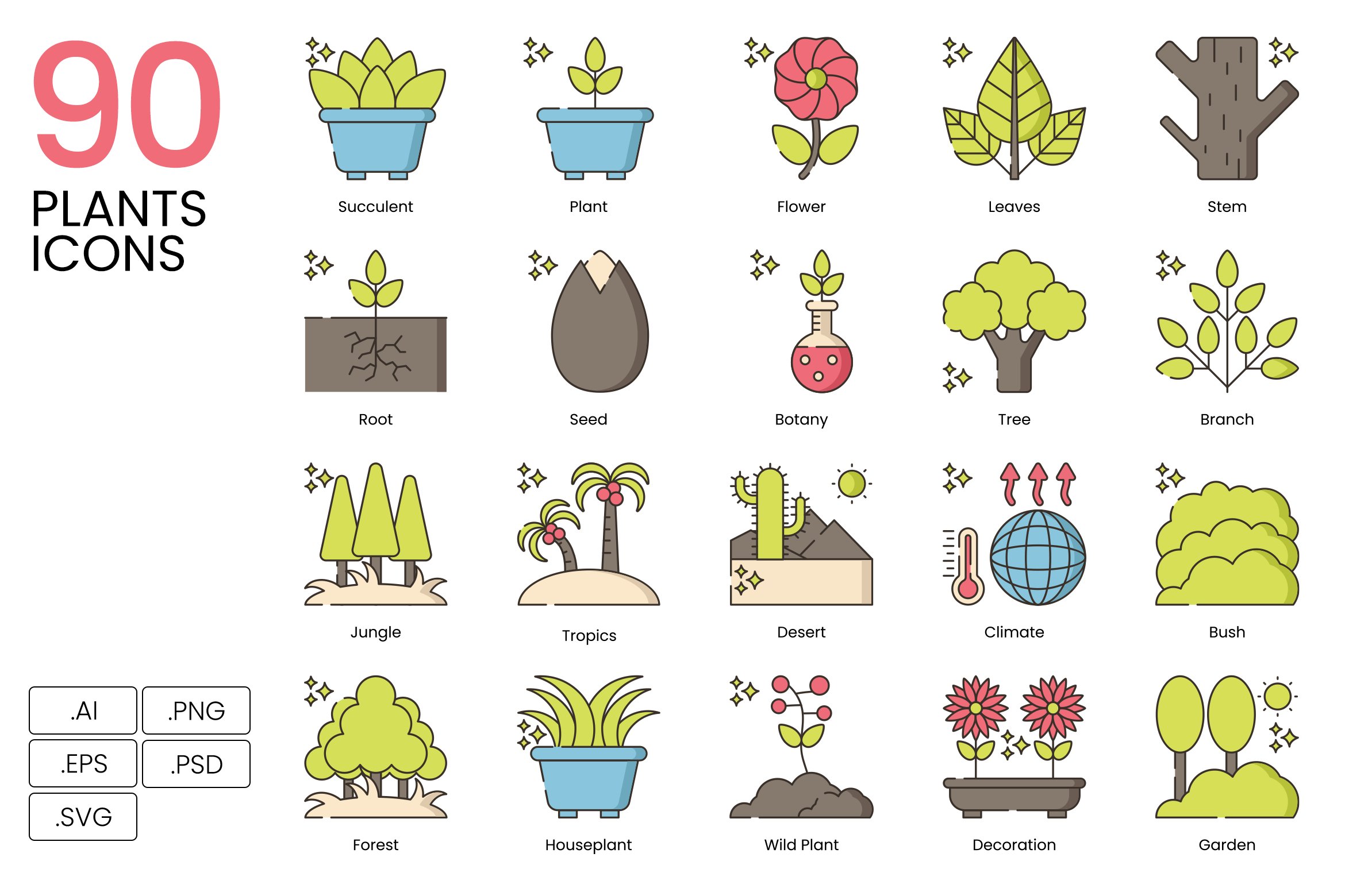 90 Plants Icons | Hazel cover image.