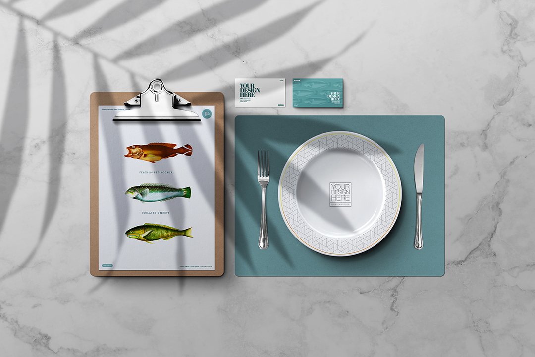 Plate Mockup Clipboard A4 Menu cover image.