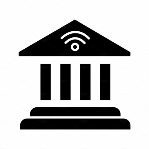Online banking glyph icon cover image.