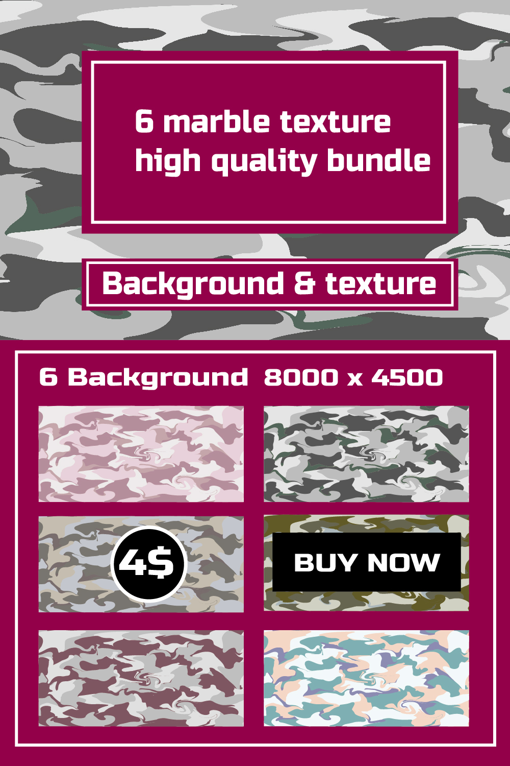 6 marble texture high quality bundle pinterest preview image.