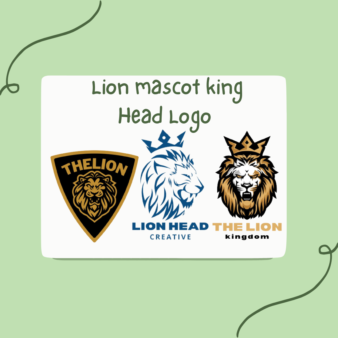 Lion King mascot Head premium Logo Desgin preview image.