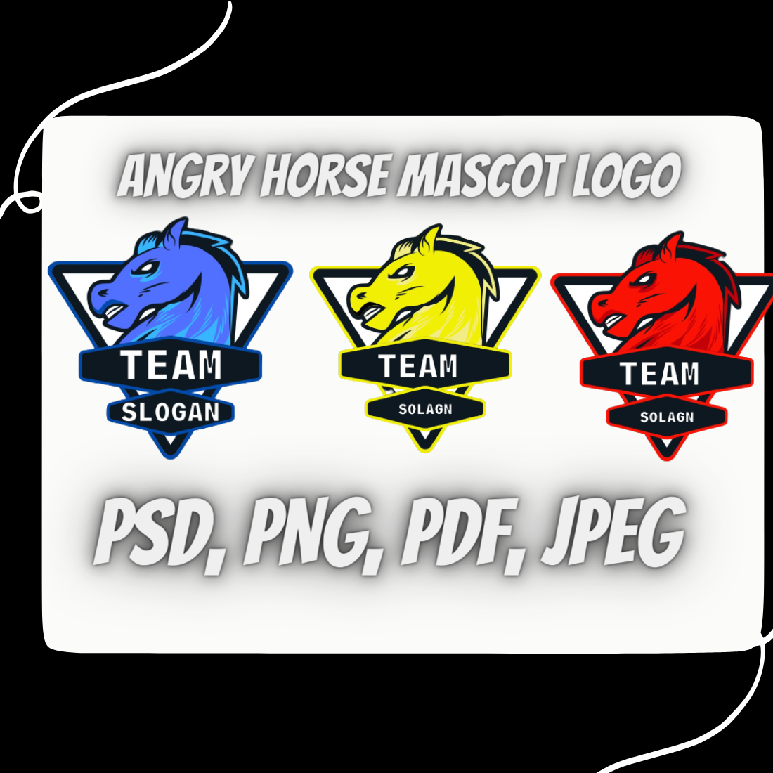 Angry Horse moscot Head logo Desgin preview image.