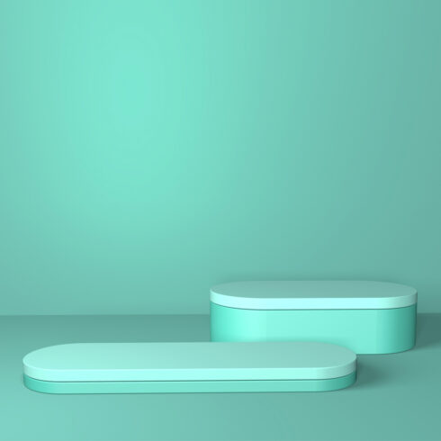 Turquoise Podium Abstract high quality 3d concept illuminated pedestal cover image.