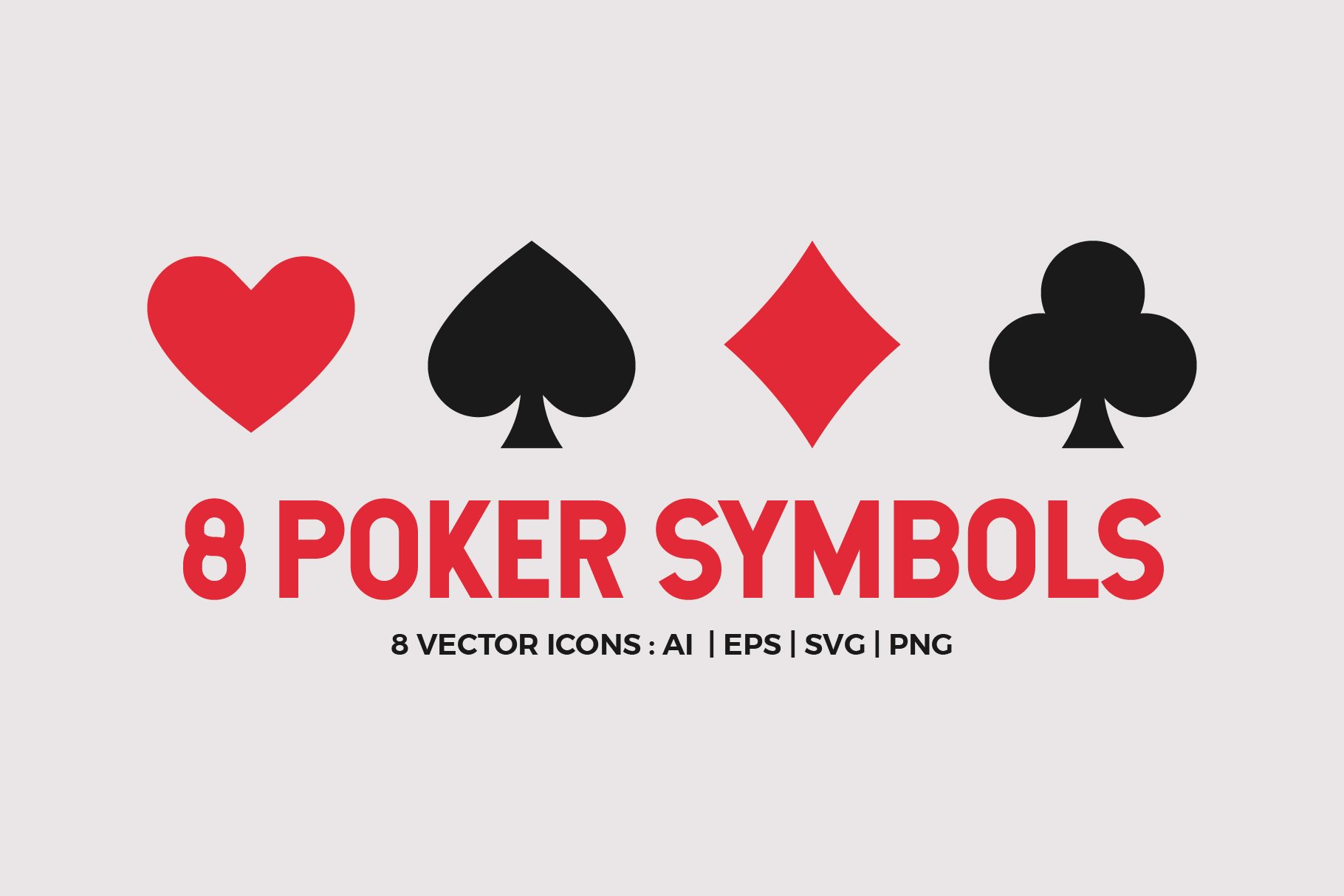 8 Playing Card Poker Symbols Set cover image.