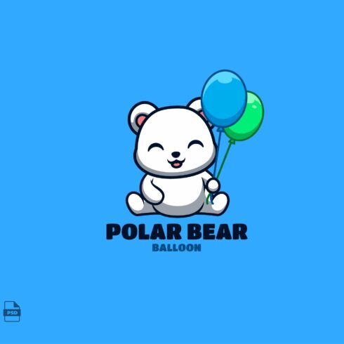 Balloon Polar Bear Cute Mascot Logo cover image.