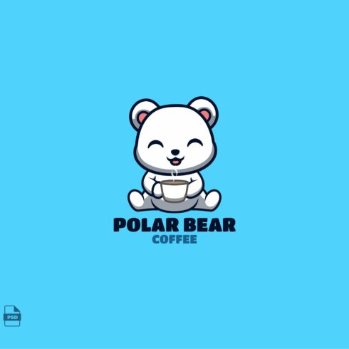 Coffee Polar Bear Cute Mascot Logo cover image.