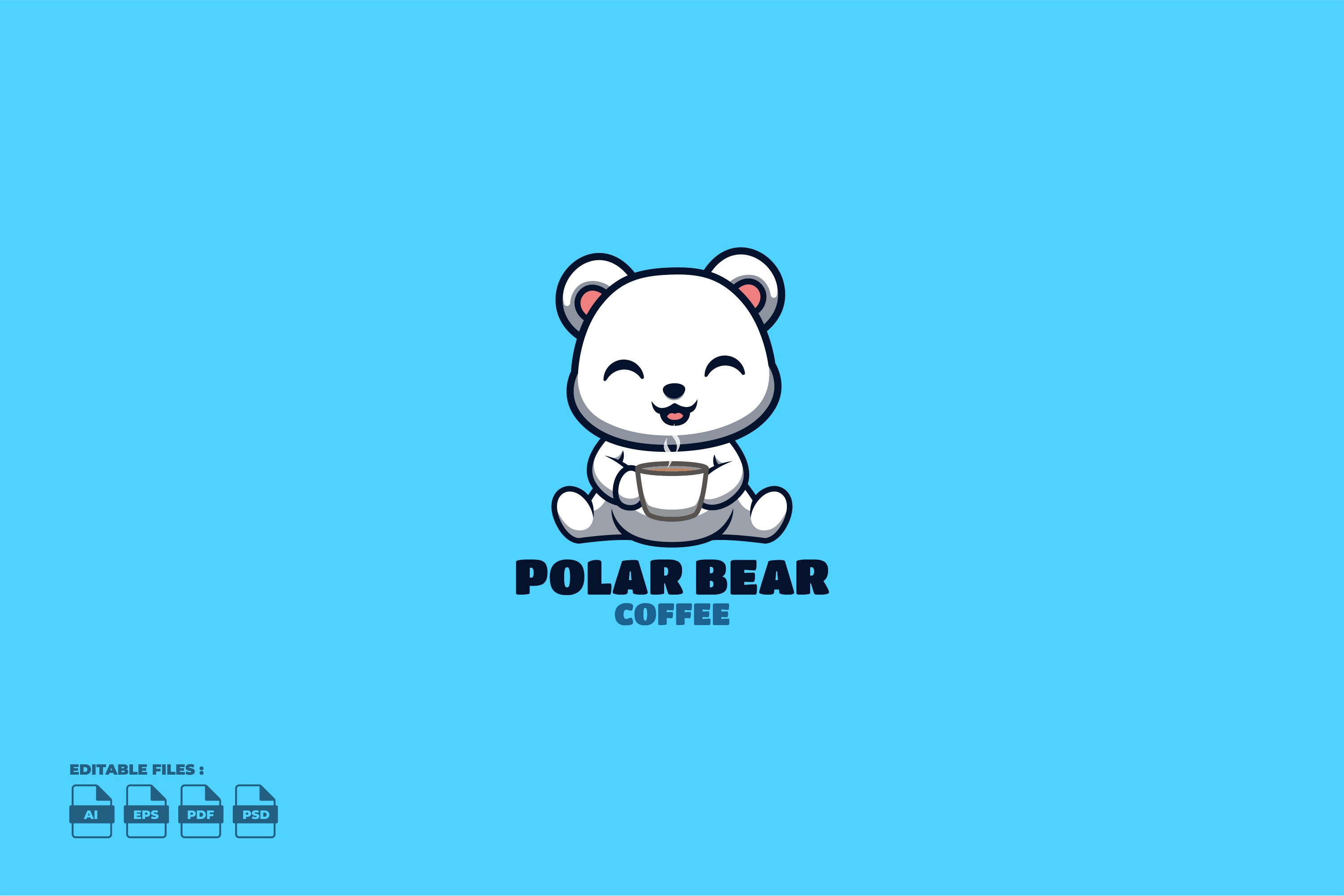 Coffee Polar Bear Cute Mascot Logo cover image.