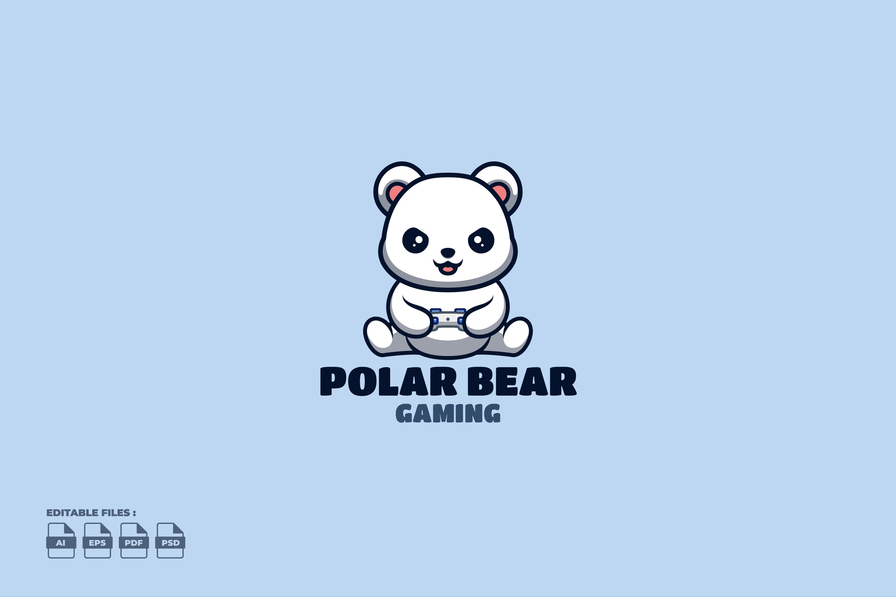 Gaming Polar Bear Cute Mascot Logo cover image.