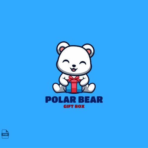 Gift Box Polar Bear Cute Mascot Logo cover image.
