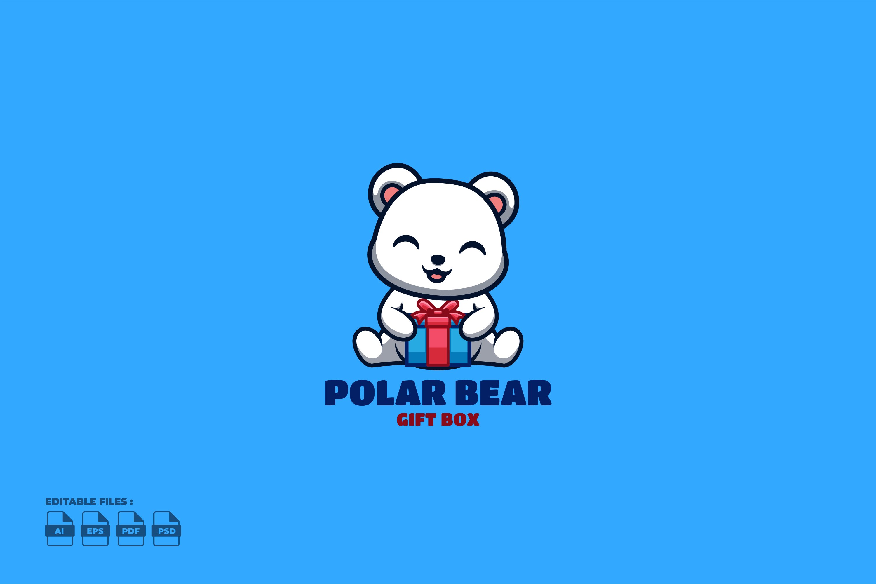 Gift Box Polar Bear Cute Mascot Logo cover image.