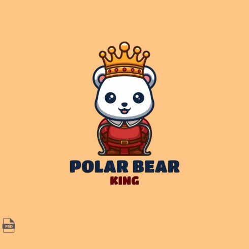 King Polar Bear Cute Mascot Logo cover image.