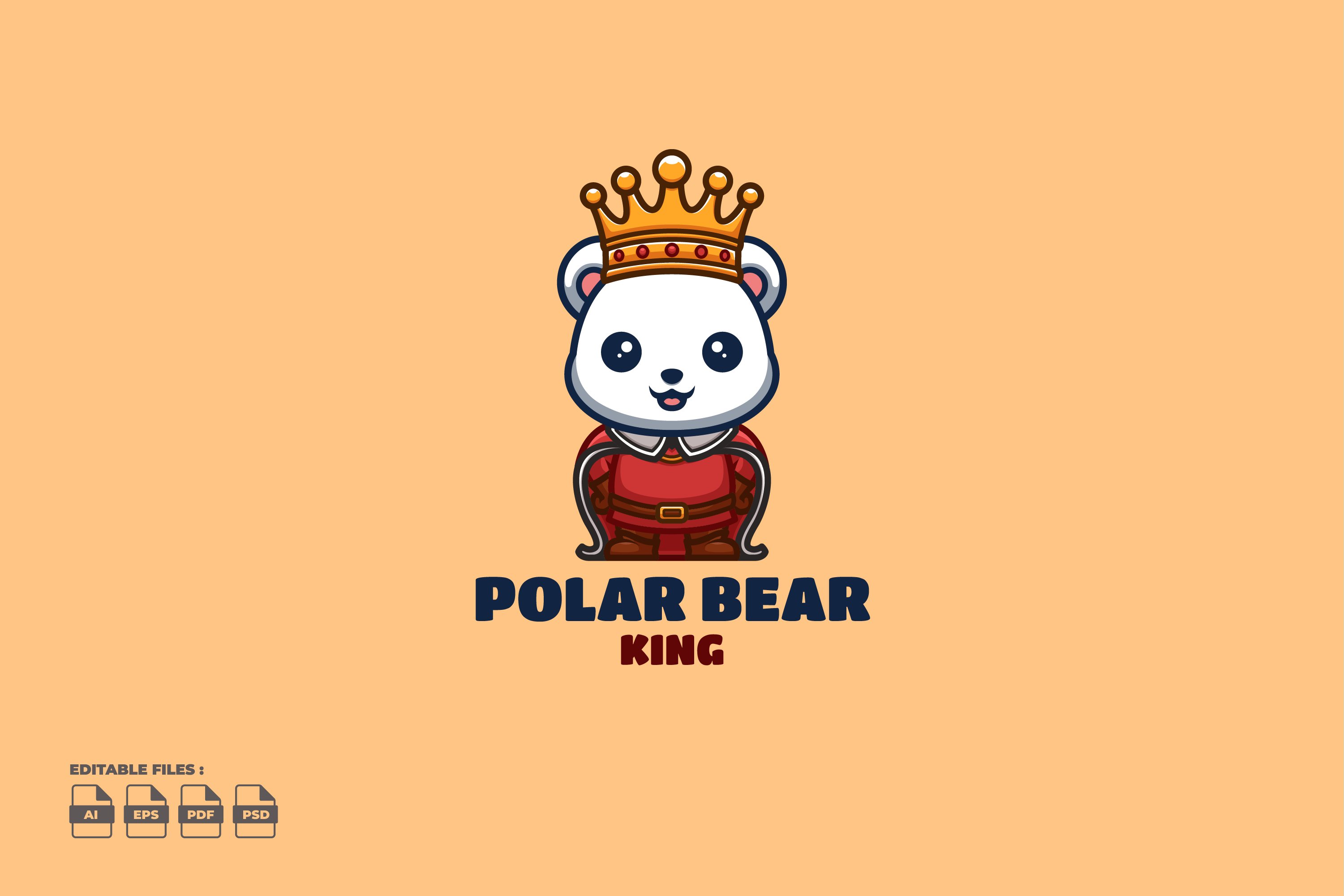 King Polar Bear Cute Mascot Logo cover image.