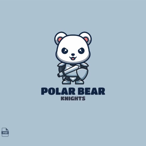Knight Polar Bear Cute Mascot Logo cover image.