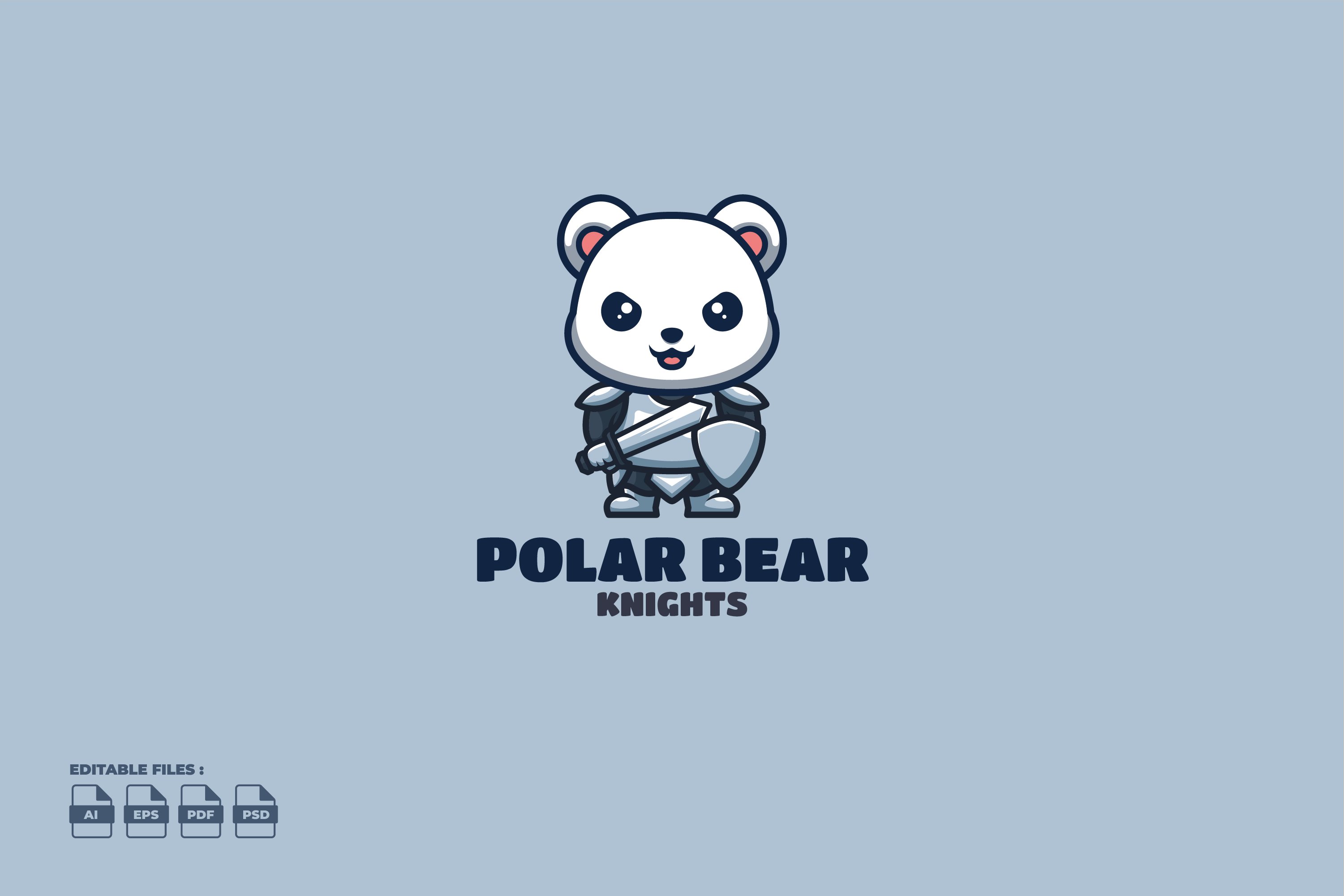 Knight Polar Bear Cute Mascot Logo cover image.