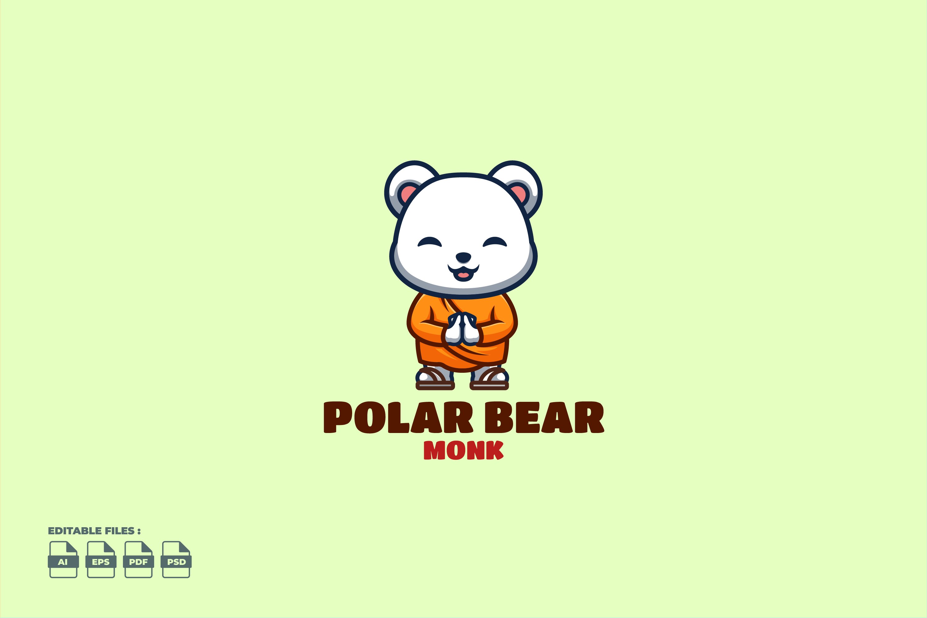 Monk Polar Bear Cute Mascot Logo cover image.