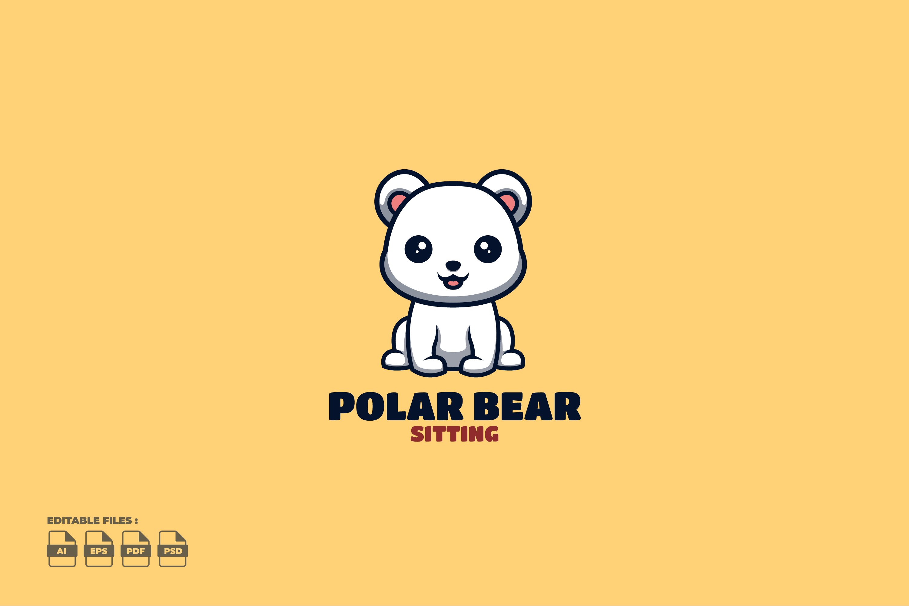 Sitting Polar Bear Cute Mascot Logo cover image.