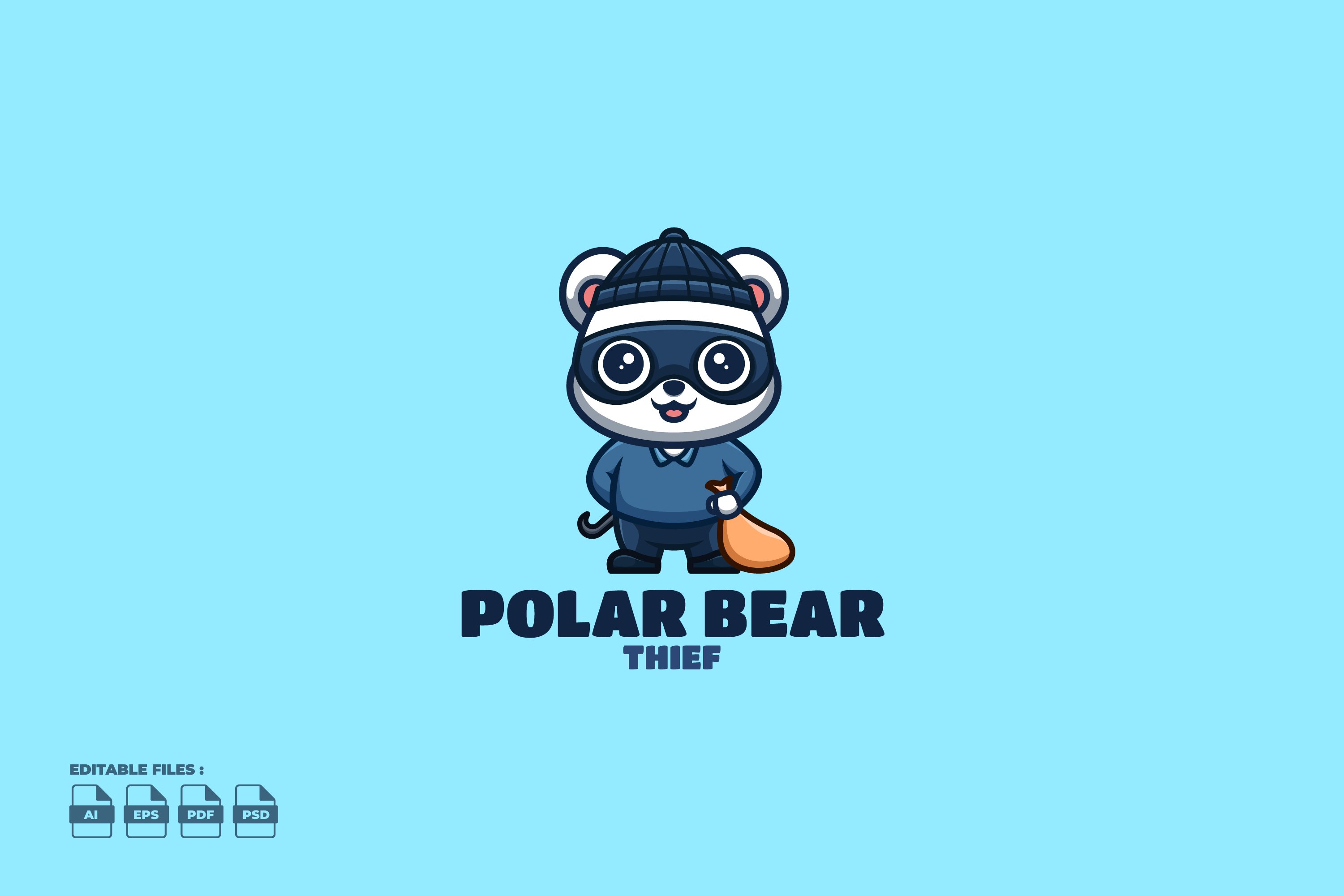 Thief Polar Bear Cute Mascot Logo cover image.