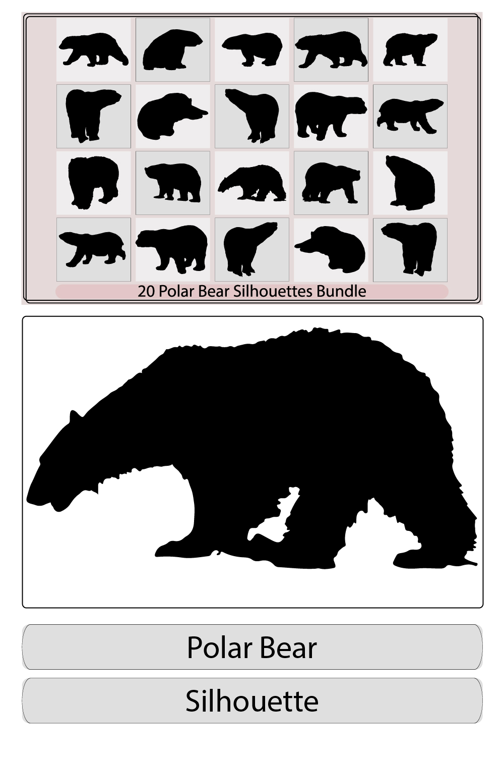 Polar Bear silhouette icon,polar bear symbol of the Arctic,vector silhouette bear,The Bears Wildlife animals pinterest preview image.