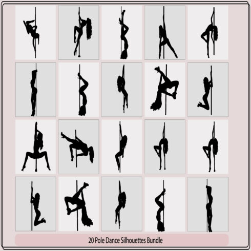 Pole dance women silhouettes,Pole dancer silhouettes,pole girl illustration dancer, Vector setsilhouette of girl and pole Dance, cover image.