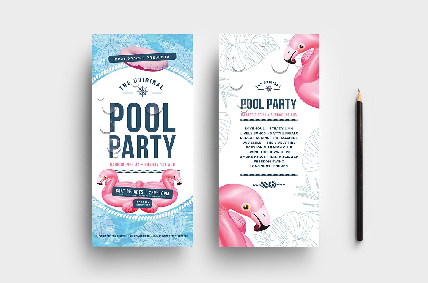 pool party dl card template 101