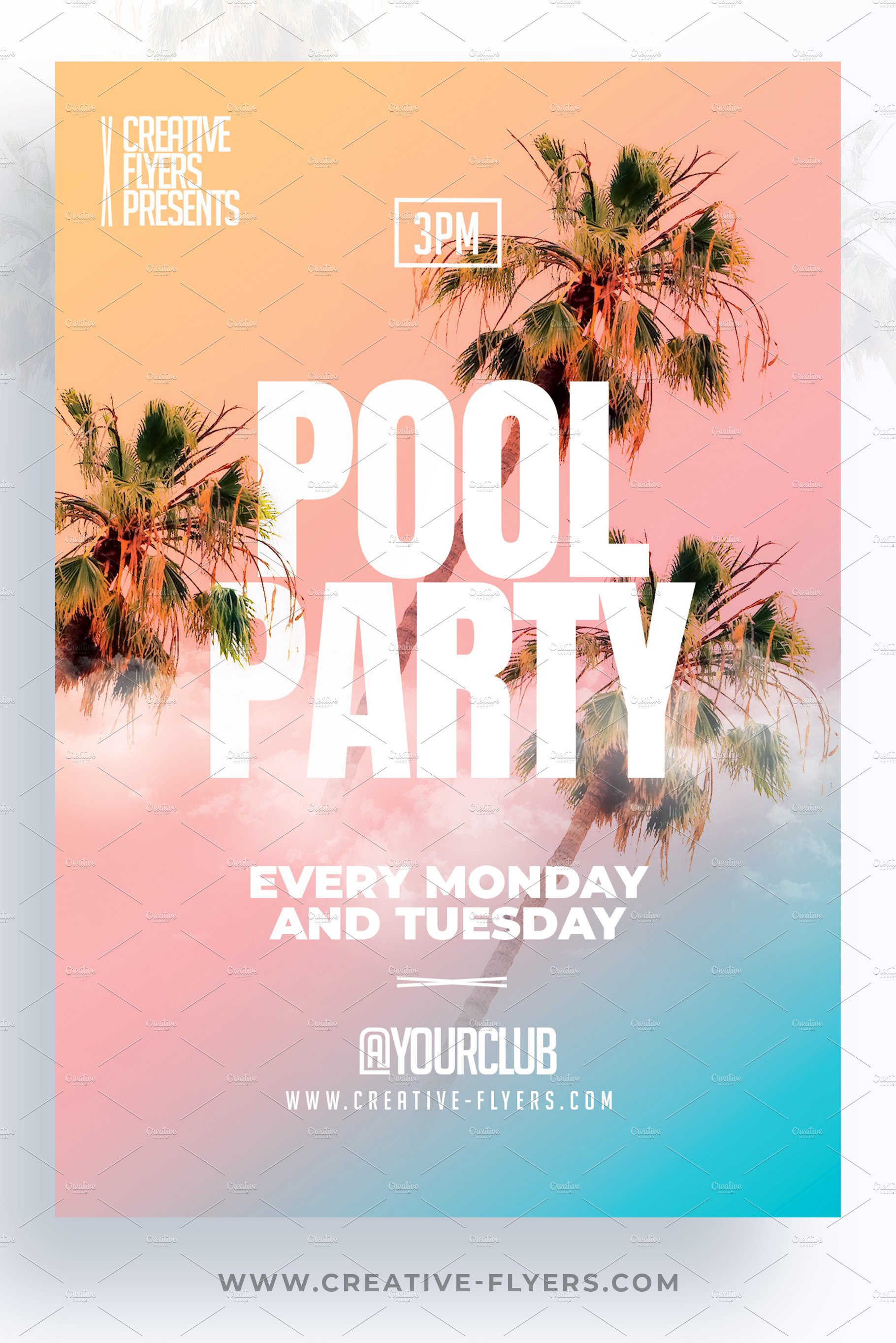 Pool Party Flyer - Photoshop Design preview image.