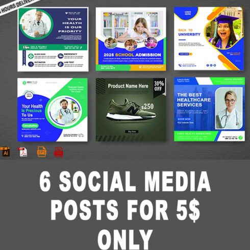 6 UNIQUE AND ATTRACTIVE SOCIAL MEDIA POSTS[ INSTAGRAM, FACEBOOK] FOR 5$ ONLY cover image.