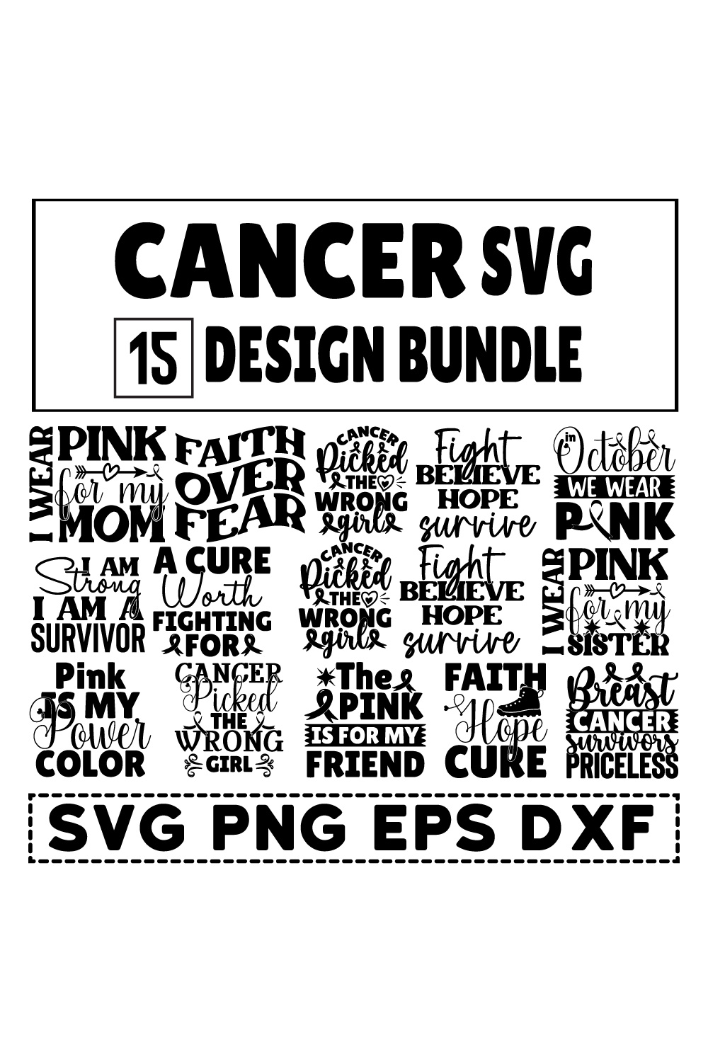 Cancer SVG Bundle pinterest preview image.