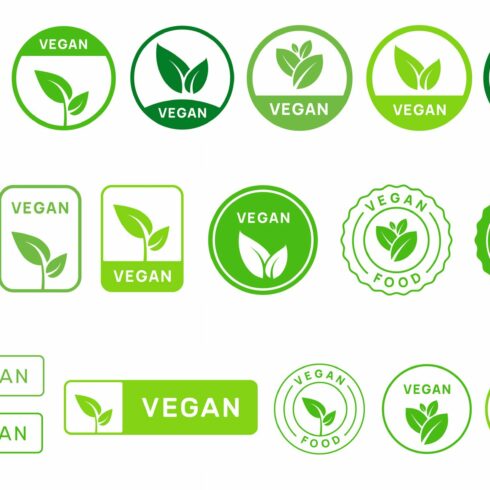 Set Of Vegan Badge Emblem Signs cover image.
