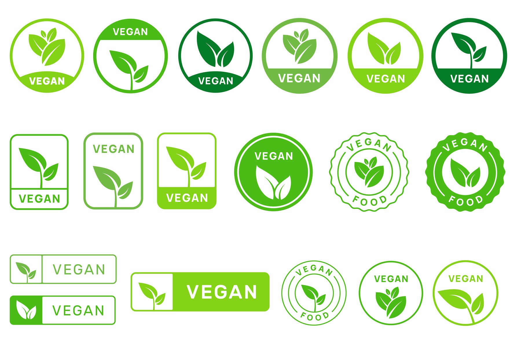 Set Of Vegan Badge Emblem Signs cover image.