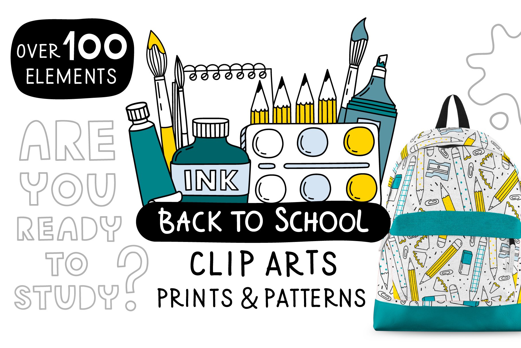 Back to School. Clip arts collection cover image.