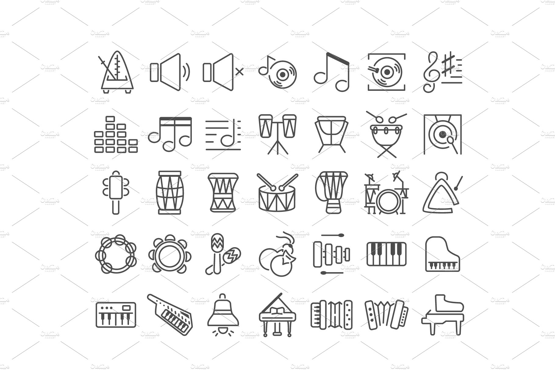70 Music Icons preview image.