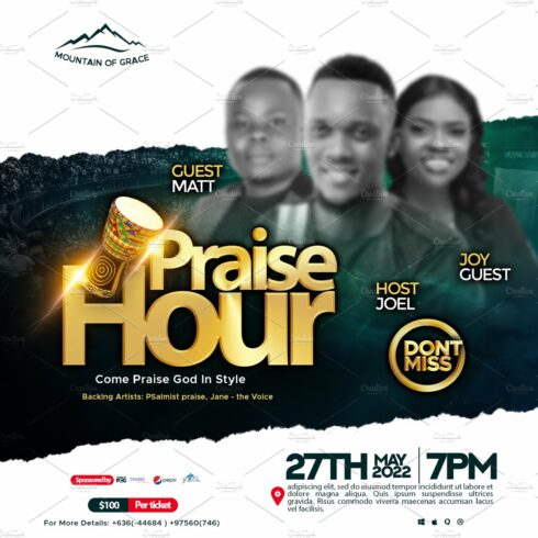 Hour of Praise church flyer concert cover image.