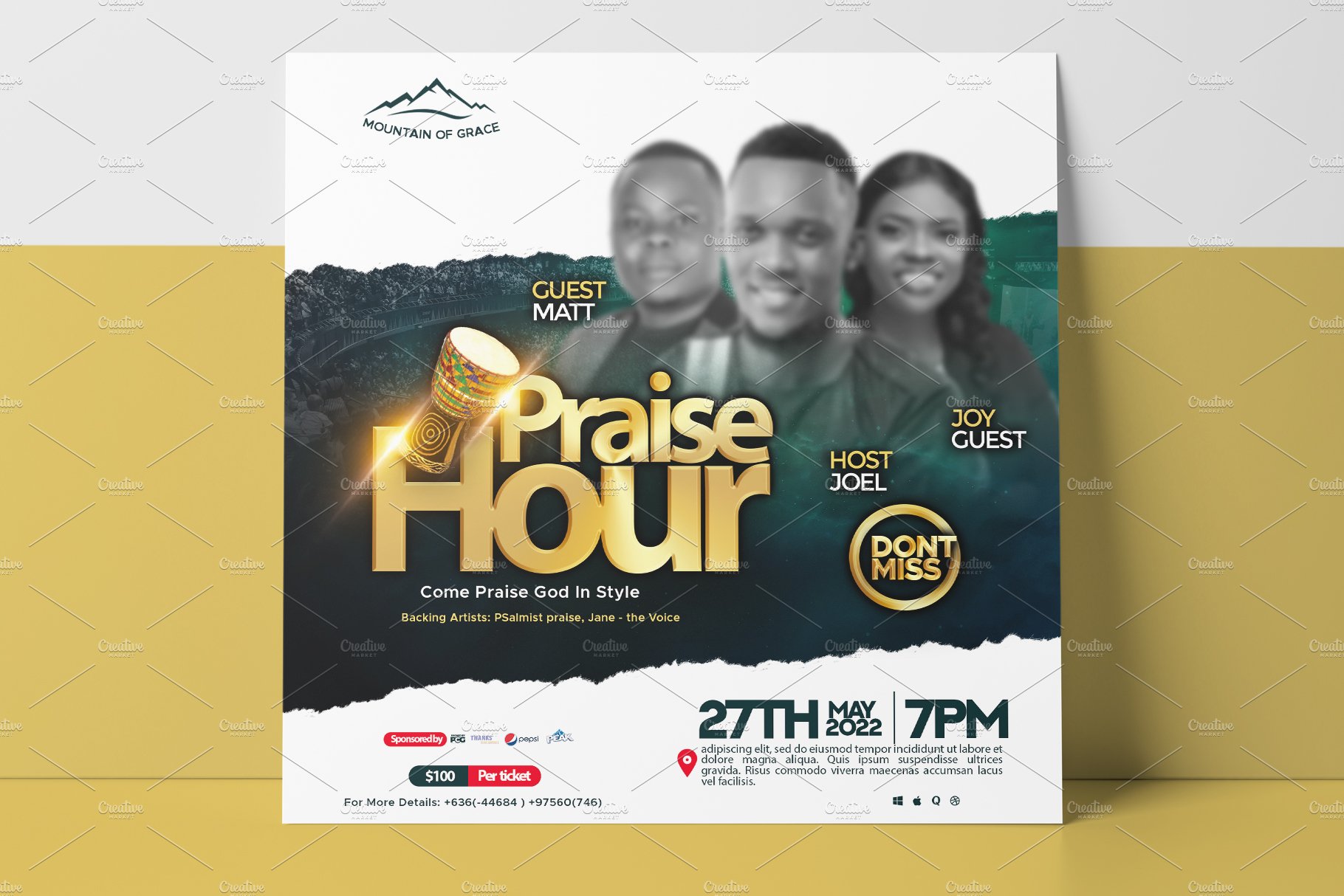 Hour of Praise church flyer concert preview image.