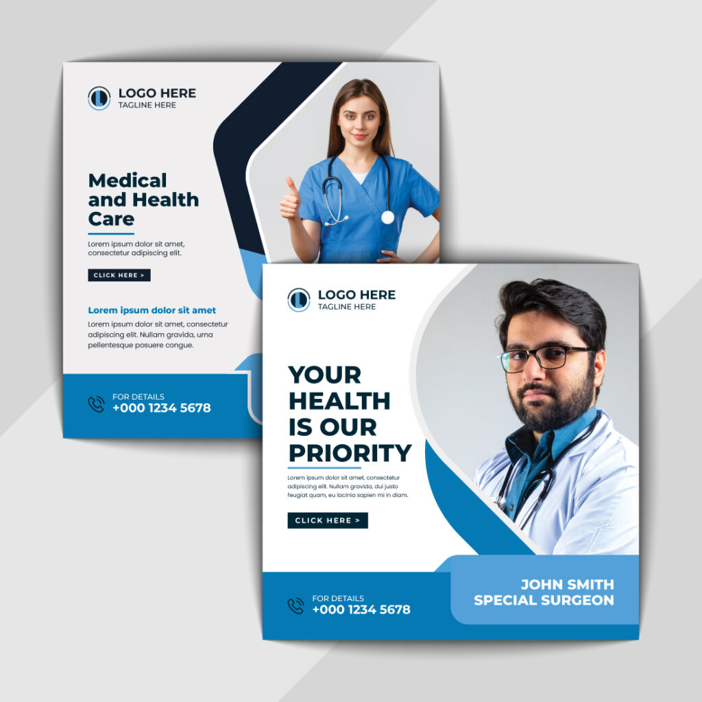 Medical Healthcare Social Media Banner Design MasterBundles