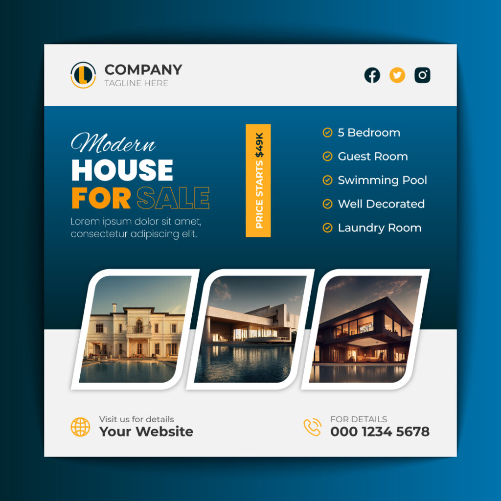 Real Estate Social Media Banner Design MasterBundles