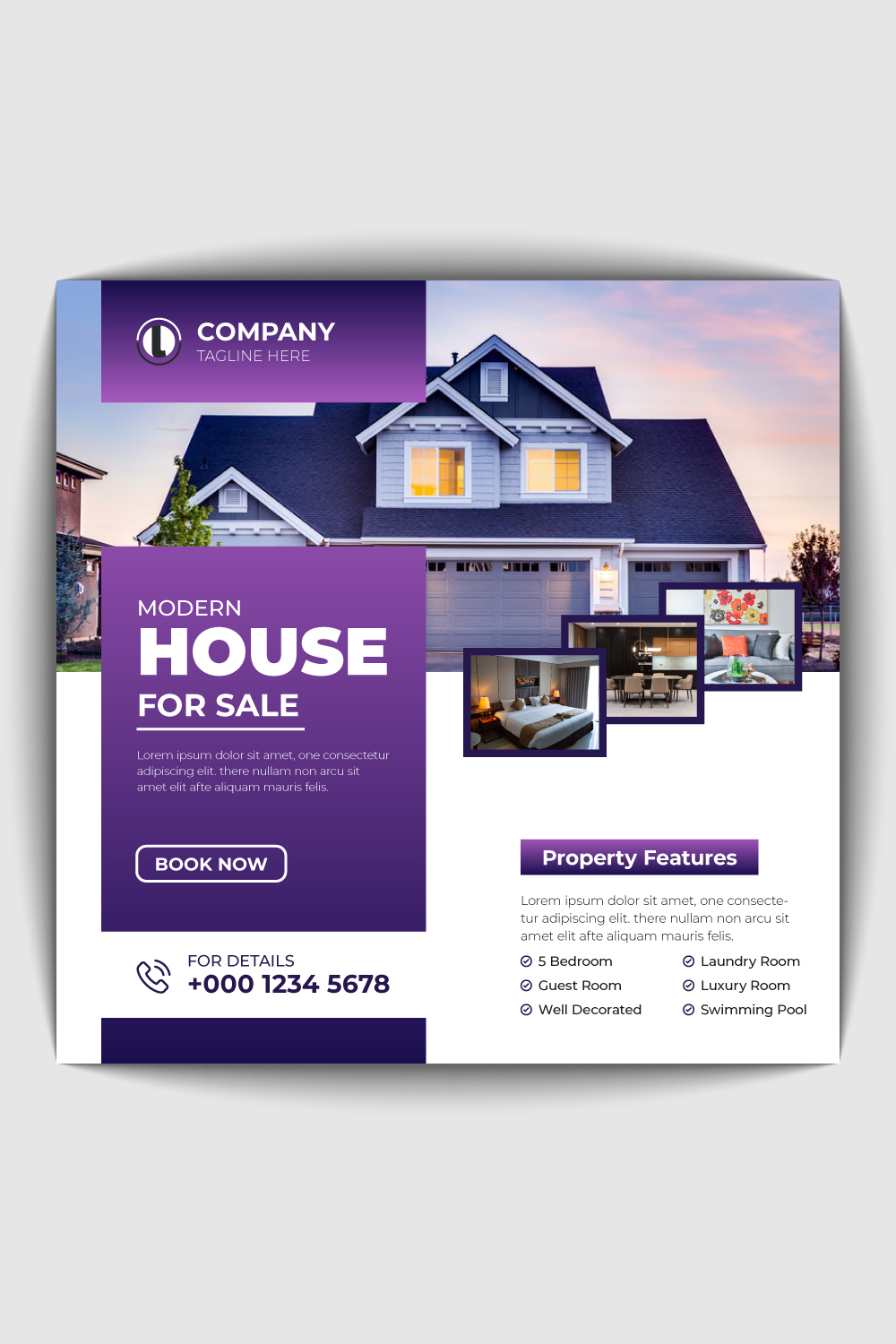 Real Estate Social Media Banner Design pinterest preview image.