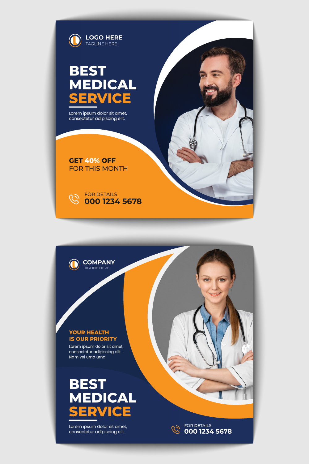 Medical Healthcare Social Media Banner Design pinterest preview image.