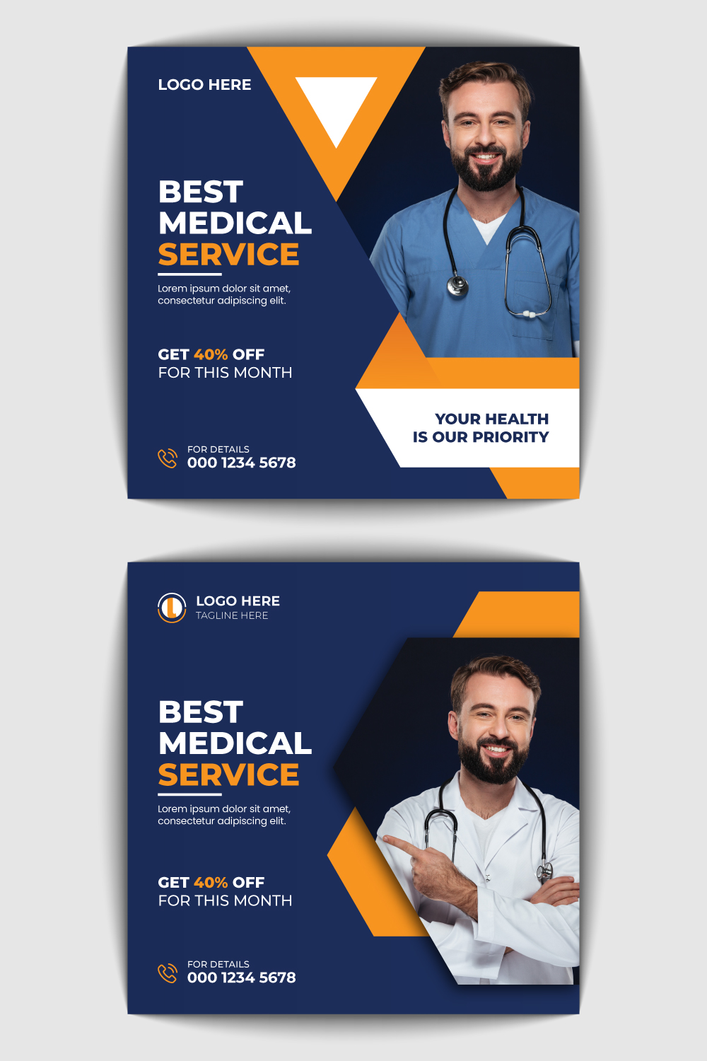 Medical Healthcare Social Media Banner Design pinterest preview image.