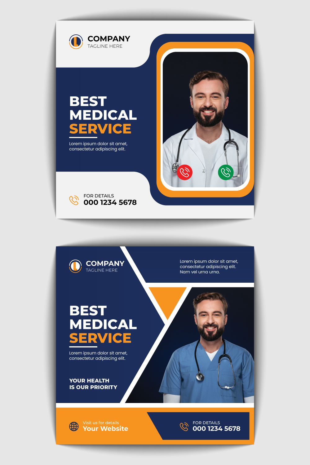 Medical Healthcare Social Media Banner Design pinterest preview image.