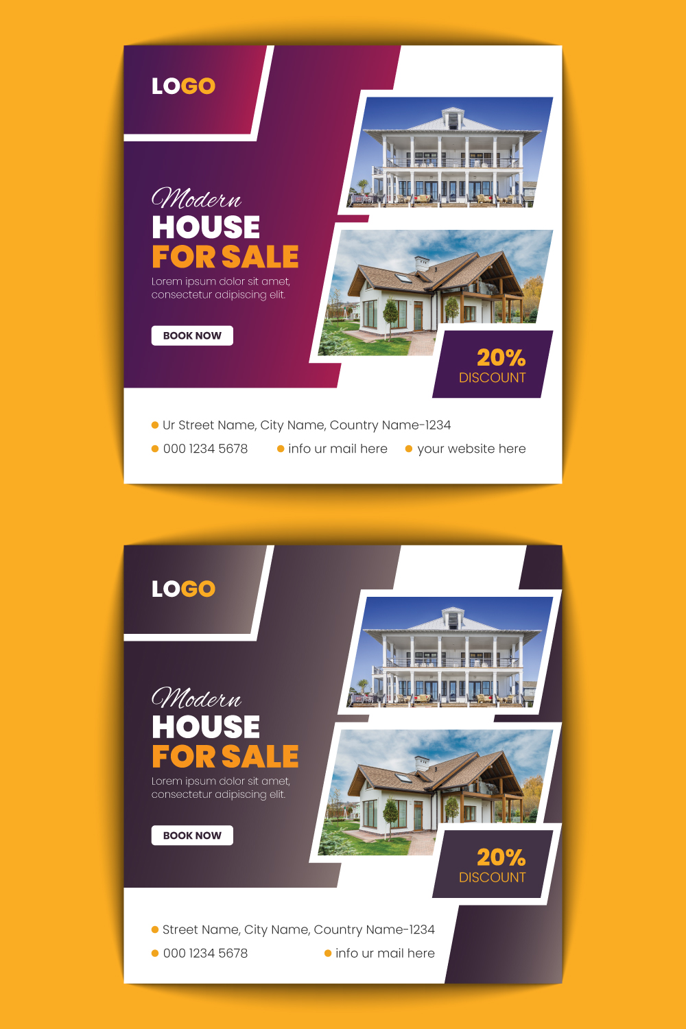 Real Estate Social Media Banner Design pinterest preview image.