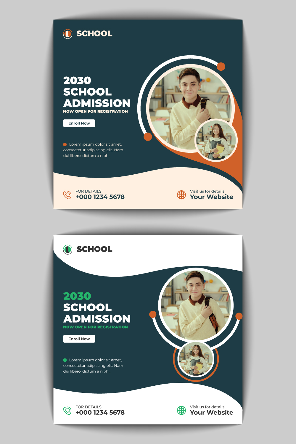 Back To School Social Media Banner Design pinterest preview image.