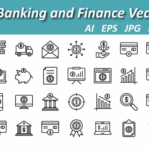 Banking & Finance Vector Icons cover image.