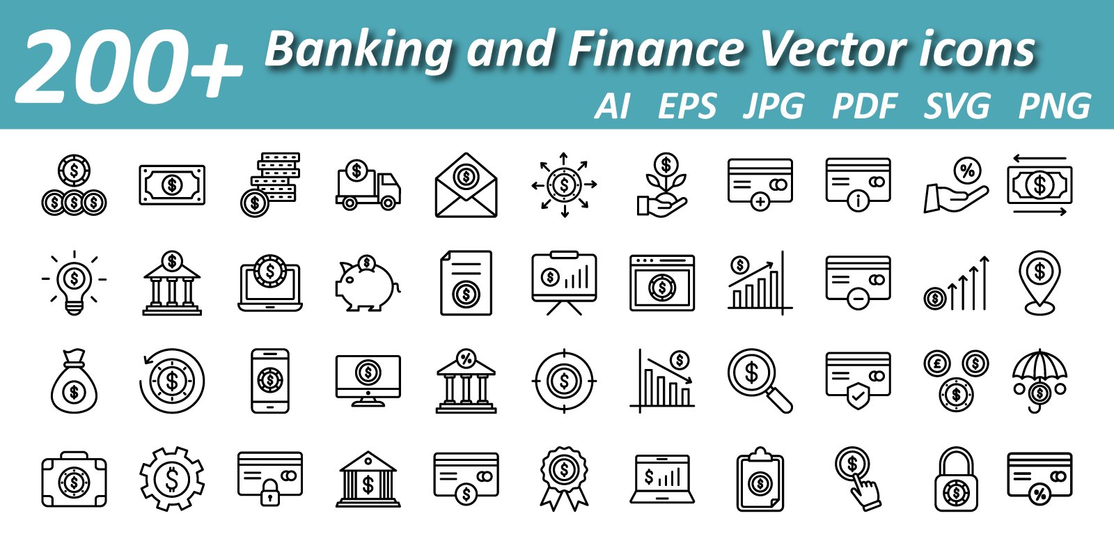 Banking & Finance Vector Icons cover image.