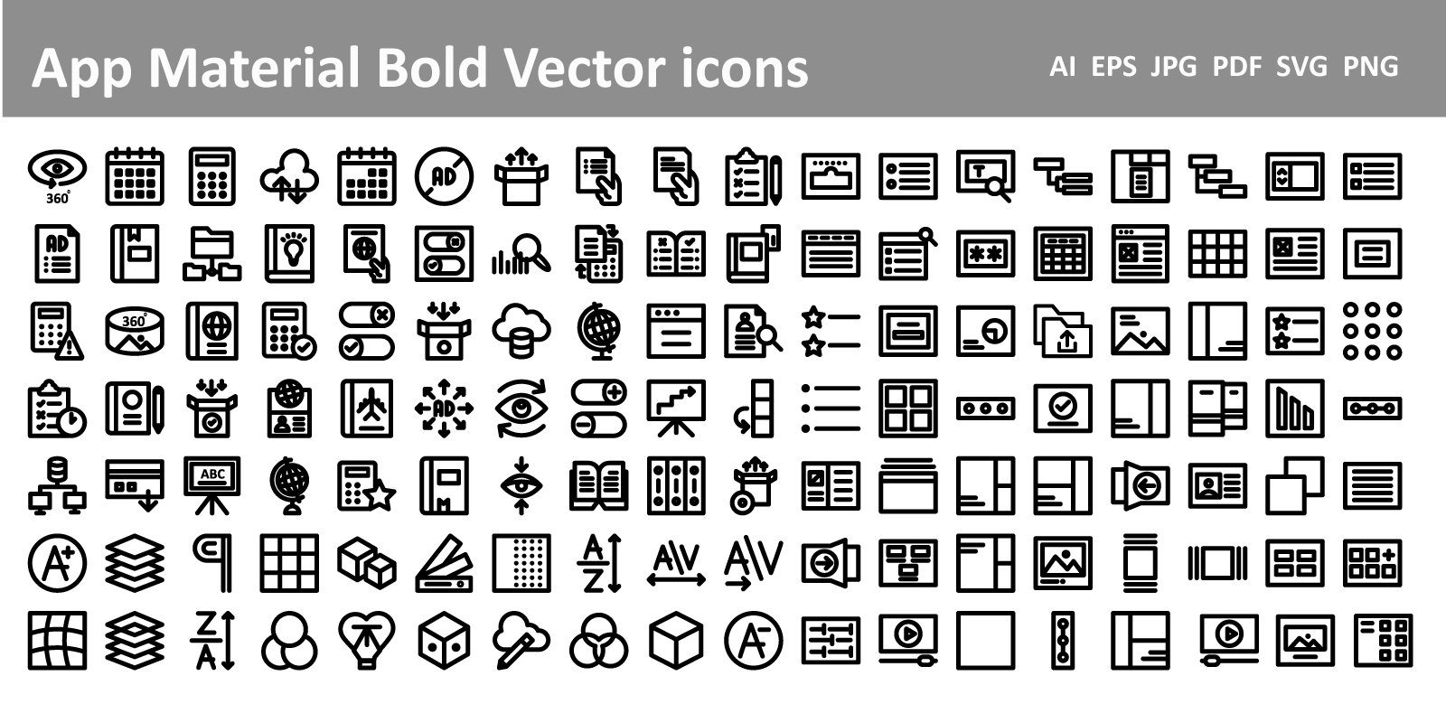 App Material Bold vector icons pack cover image.