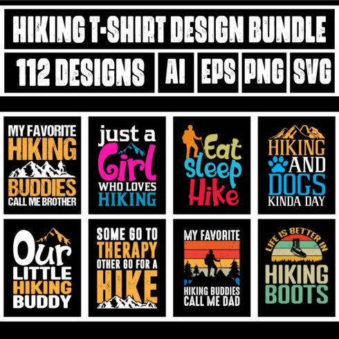 Hiking T-shirt Design Bundle 2 cover image.