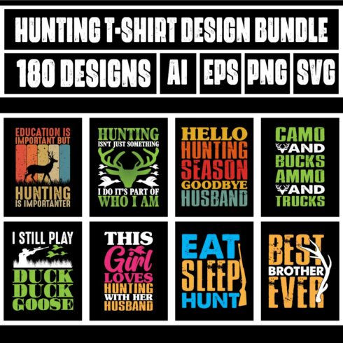 Hunting T-shirt Design Bundle 2 cover image.