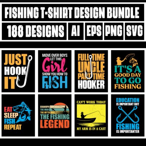 Fishing T-shirt Design Bundle 2 cover image.